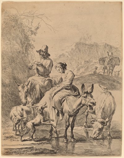 Bergère sur un âne - Nicolaes Pietersz Berchem