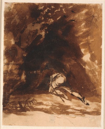 Niels Klim rampant dans la grotte - Nicolai Abildgaard