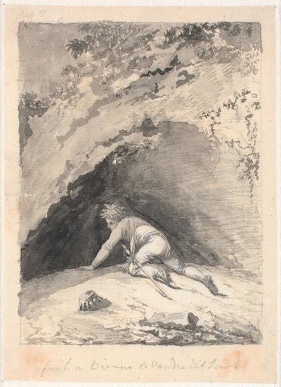 Niels Klim rampant dans la grotte - Nicolai Abildgaard