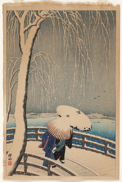 Parapluies dans la neige - Ohara Shoson