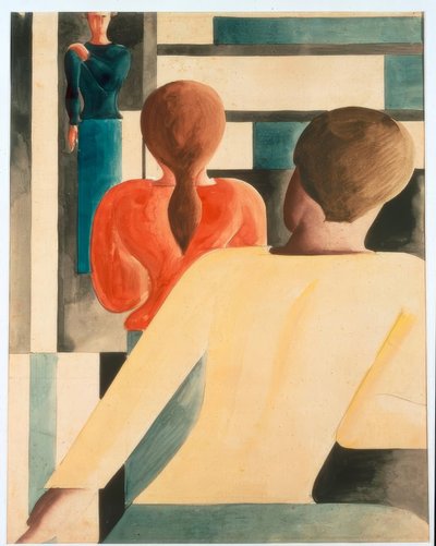 Intérieur en bleu, jaune et rouge - Oskar Schlemmer