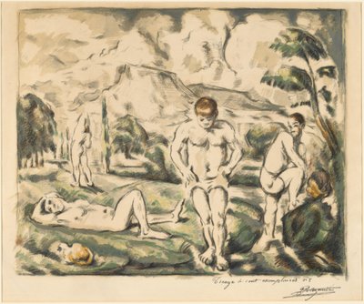 Les baigneurs (Grande plaque) - Paul Cézanne