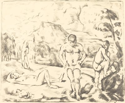 Les baigneurs (Grande plaque) - Paul Cézanne