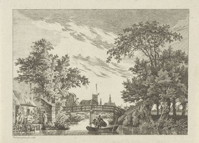 Paysage avec charrette de foin sur un pont - Paulus van Liender