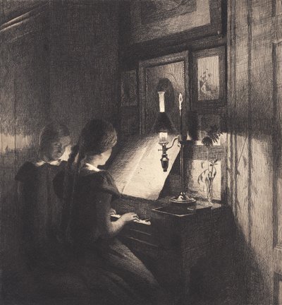 Deux petites filles au piano - Peter Vilhelm Ilsted