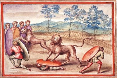 Ms Gen 1496 f.18 Domptage de lion - Pietro Santi Bartoli