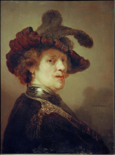 Autoportrait avec chapeau à plumes - Rembrandt van Rijn