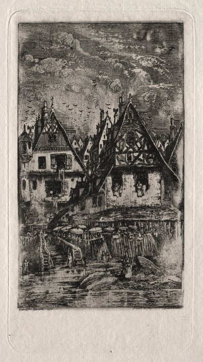 Marché avec parasols - Rodolphe Bresdin