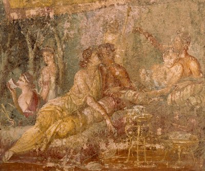 Fresque représentant une scène de triclinium, de Pompéi, Italie - Roman