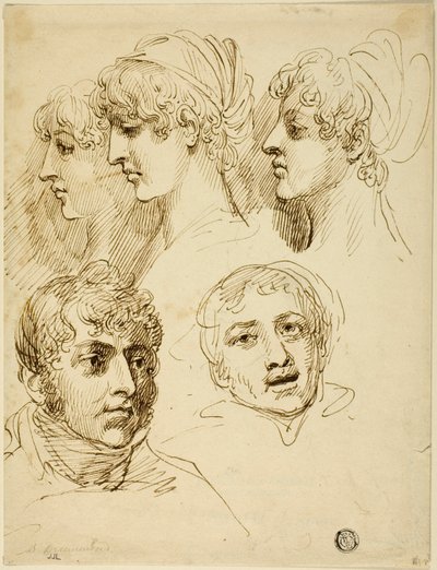 Cinq croquis de têtes - Samuel Drummond