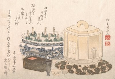 Porte-feu et pot de fleurs, XIXe siècle - Shinsai