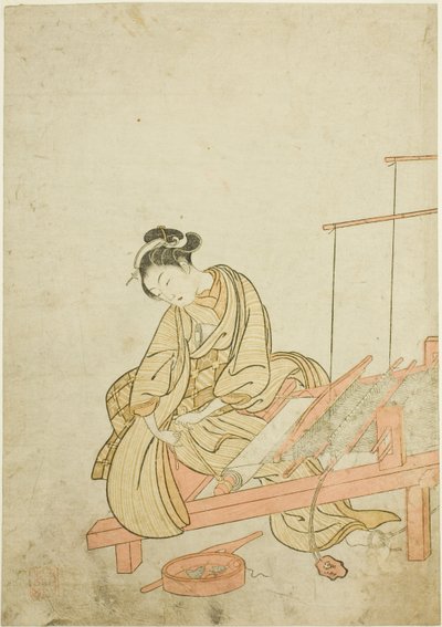 Jeune femme au métier à tisser - Suzuki Harunobu