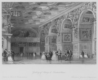 Galerie de Henri II, Fontainebleau (gravure) - Thomas (after) Allom