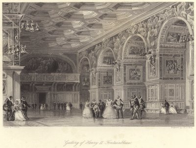 Galerie de Henri II Fontainebleau (gravure) - Thomas (after) Allom