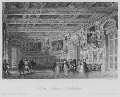 Salon de Louis XIII, Fontainebleau (gravure) - Thomas (after) Allom