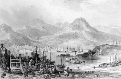 Hong-Kong depuis Kow-loon, gravé par Samuel Fisher - Thomas Allom