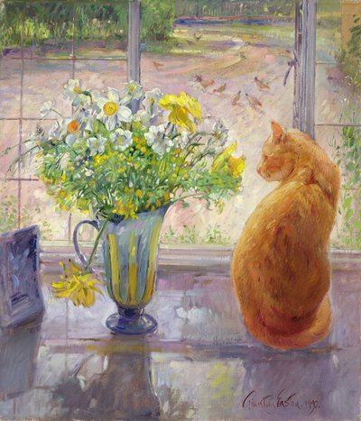 Pichet rayé avec des fleurs de printemps, 1992 - Timothy Easton