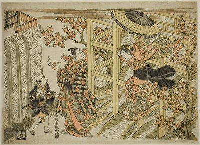 Fille sautant du temple Kiyomizu - Torii Kiyotsune