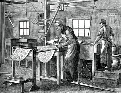 Imprimeurs de blocs au travail, vers 1880 - Unbekannt