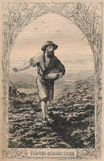Crusoe semant du maïs, vers 1870 - Unbekannt