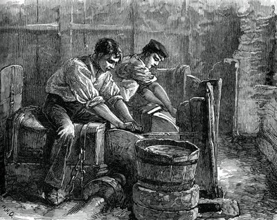 Meuleurs au travail, vers 1880 - Unbekannt