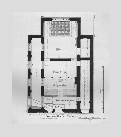 Plan du rez-de-chaussée de la chapelle du Guildhall 1815, 1866 - Unbekannt