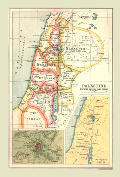 Carte de la Palestine, montrant la division en tribus, 1902 - Unbekannt