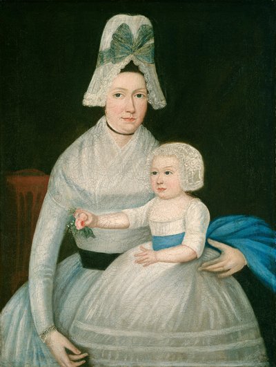 Mère et enfant en blanc, vers 1790 - Unbekannt