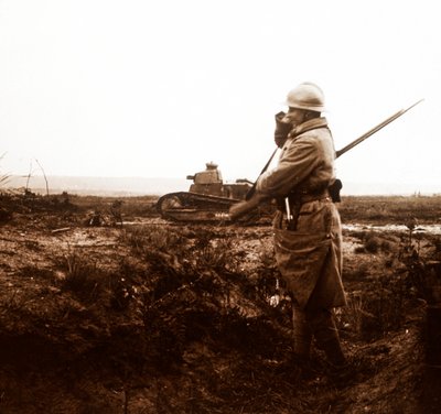 Char et soldat sur le champ de bataille - Unbekannt