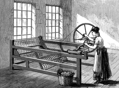 Femme utilisant une Spinning Jenny, vers 1880 - Unbekannt