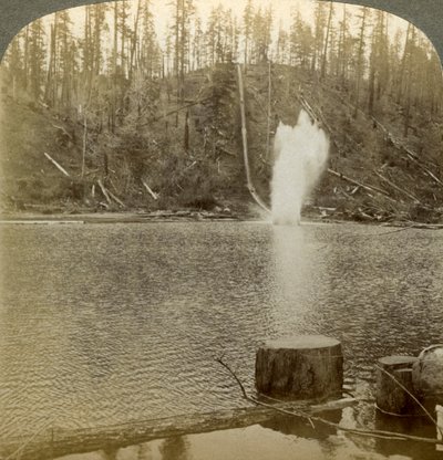 Toboggan à bûches, Oregon, USA - Underwood and Underwood