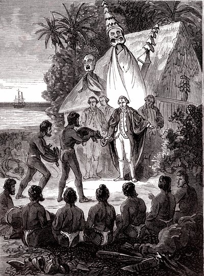 James Cook avec les indigènes de l