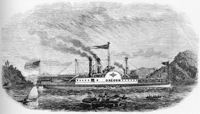 Histoire des Etats-Unis : Bateau à vapeur - Oregon (gravure) - Unknown artist