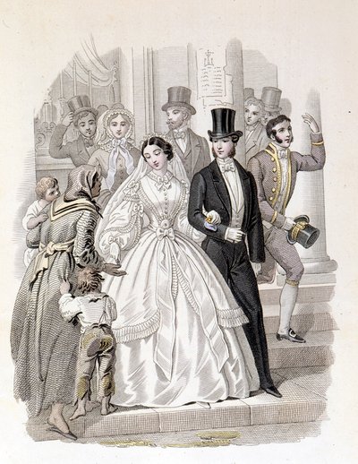 Un mariage bourgeois, gravure de 1860. - Unknown artist