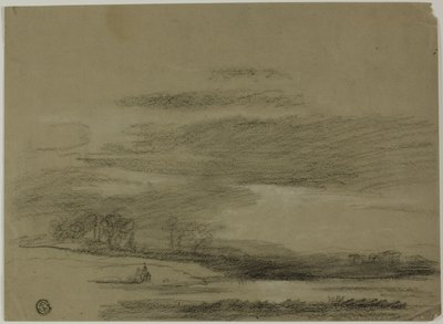 Paysage avec soleil perçant à travers les nuages - Unknown artist