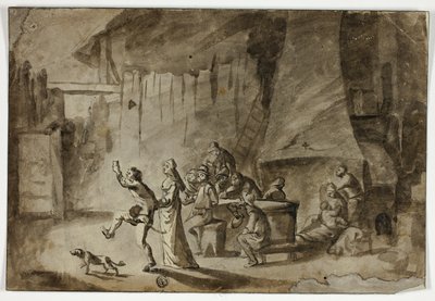 Hommes et femmes dans une taverne - Unknown artist