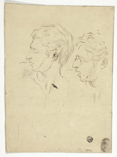 Esquisse de deux hommes tournant à gauche - Unknown artist