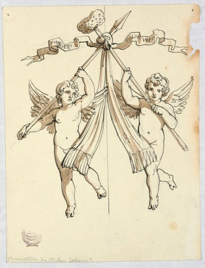 Deux anges avec lance et éponge sacrée - Unknown artist