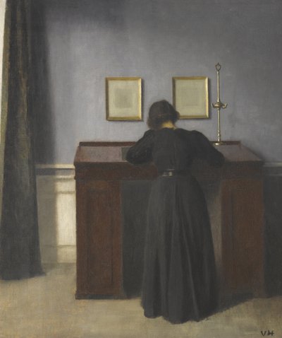 Ida debout à un bureau - Vilhelm Hammershøi