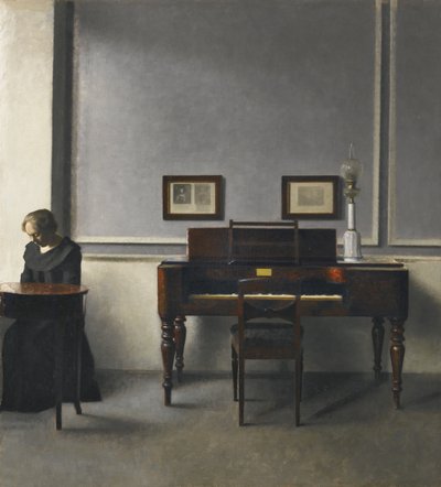 Ida dans un intérieur avec piano - Vilhelm Hammershøi