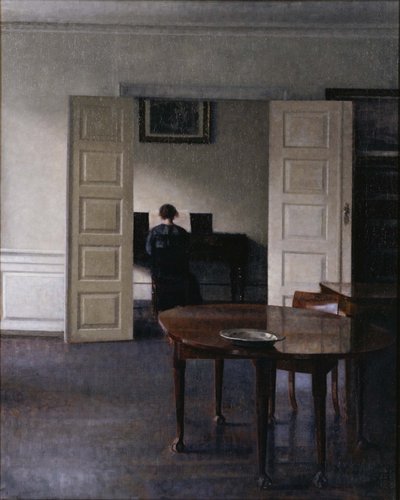 Intérieur avec Ida jouant du piano - Vilhelm Hammershøi