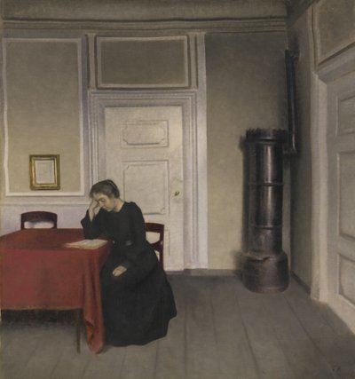 Intérieur avec femme lisant - Vilhelm Hammershoi