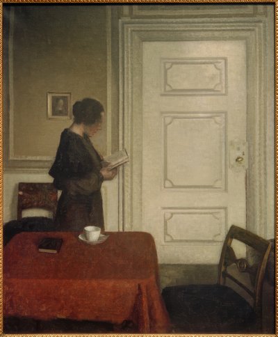 Femme lisant - Vilhelm Hammershoi