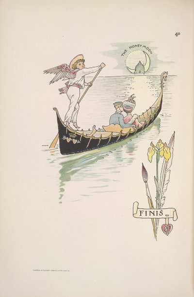 La lune de miel. Le couple dans une gondole - Walter Crane