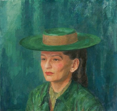 Grete Gamerith avec chapeau vert - Walther Gamerith