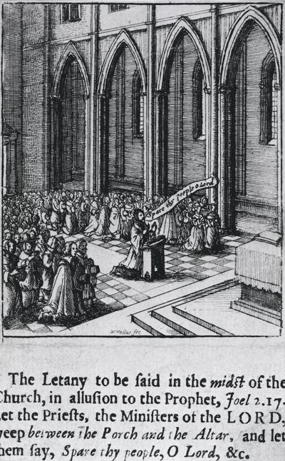 Litanie dans une église, c.1655 (eau-forte) - Wenceslaus Hollar