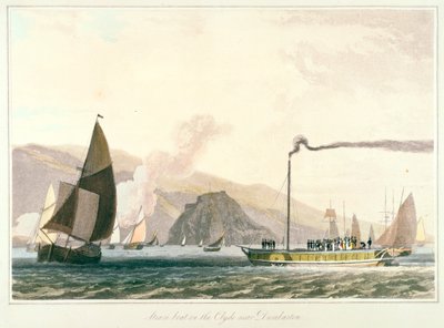 Bateau à vapeur sur la Clyde près de Dumbarton, vers 1814 - William Daniell