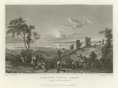 Château de Hadleigh, Essex, en direction de Sheerness - William Henry Bartlett