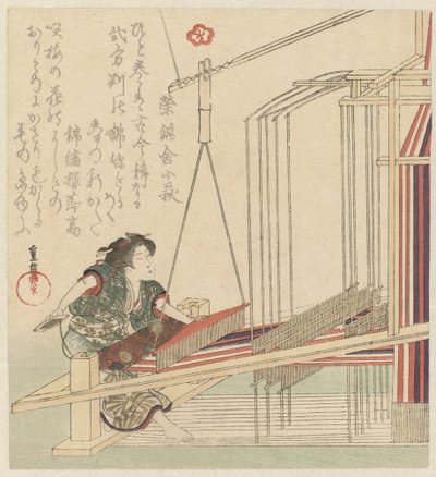 Femme derrière un métier à tisser - Yanagawa Shigenobu (II)