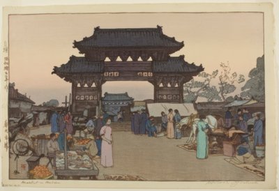 Un marché à Mukden - Yoshida Hiroshi